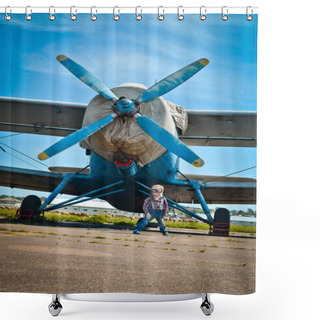 Personality  13Young Pilot Going In Flight Shower Curtains