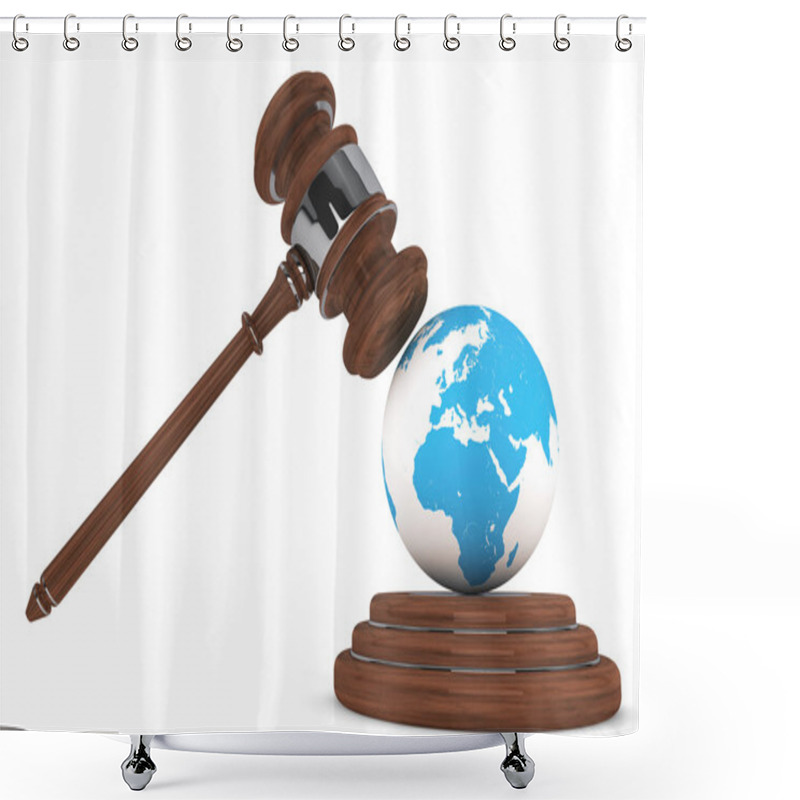 Personality  Justice Gavel With Earth Globe Shower Curtains