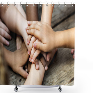 Personality  Diverse Hands Are Join Together Shower Curtains