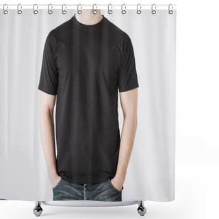 Personality  Man In Blank T-shirt Shower Curtains