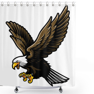 Personality  American Bald Eagle With Open Wings And Claws In Cartoon Style Shower Curtains