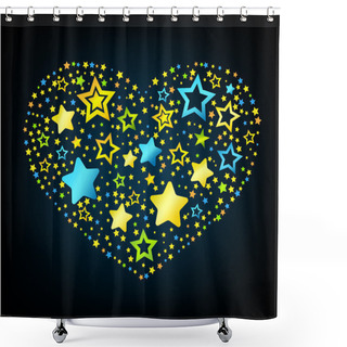 Personality  Cartoon Star Colored Heart Shower Curtains