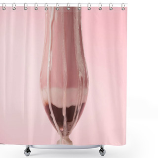 Personality  Glass Of Strawberry Milkshake With Ice Cream Dripping On Pink Background Shower Curtains