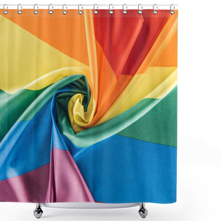 Personality  Top View Of Rainbow Flag Creased In Spiral Shape, Lgbt Concept Shower Curtains