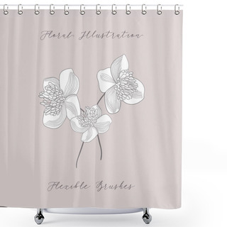 Personality  Vector Floristic Feminine Brand Logo Concept Template. Shower Curtains