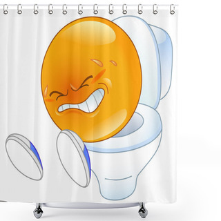 Personality  Pooping On Pot Emoticon Shower Curtains