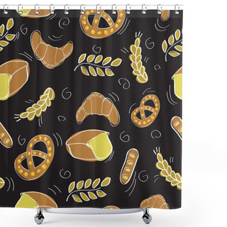 Personality  Seamless Pattern With Bakery Products Shower Curtains