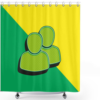 Personality  2 Users Green And Yellow Modern 3d Vector Icon Logo Shower Curtains
