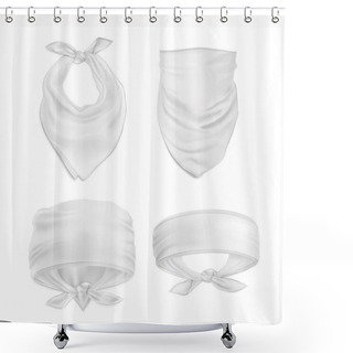 Personality  Vector. Mock Up. Set White Bandana (buff) Shower Curtains