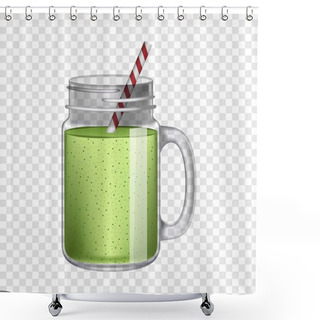 Personality  Green Smoothie Mockup, Realistic Style Shower Curtains