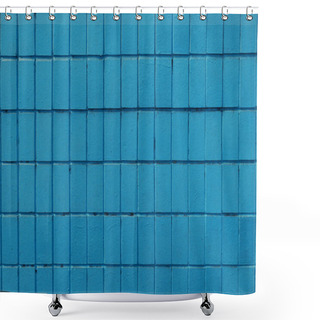Personality  Blue Wall With Old Bricks, Full Frame Background       Shower Curtains