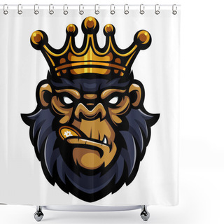 Personality  King Gorilla Head Biting Crypto Coin Shower Curtains
