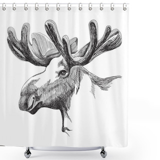 Personality  Moose Head In Graphic Style Shower Curtains