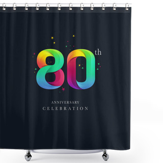 Personality  80th Anniversary Logo Design, Number 80 Icon Vector Template Shower Curtains
