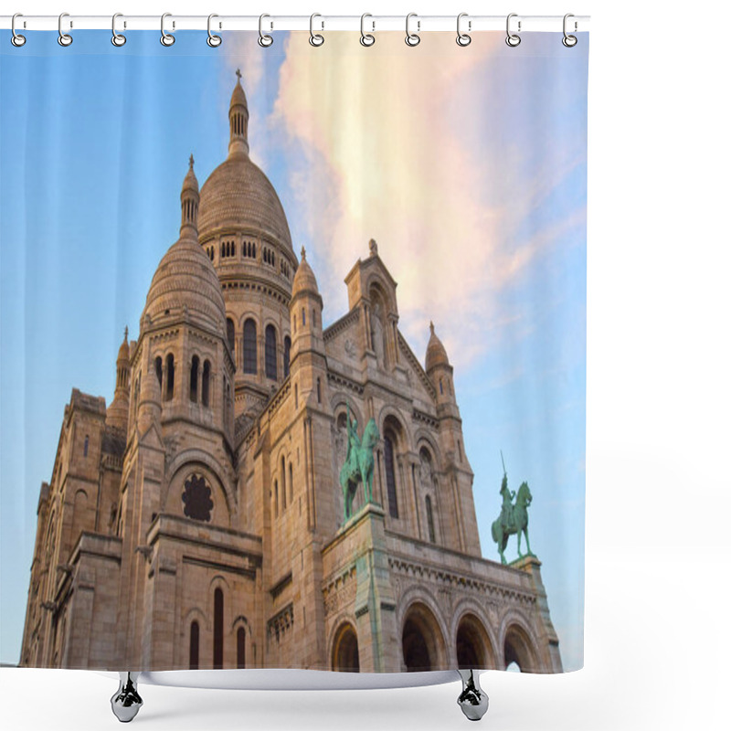 Personality  Sacre Coeur Cathedral on Montmartre Hill, Paris, France. shower curtains