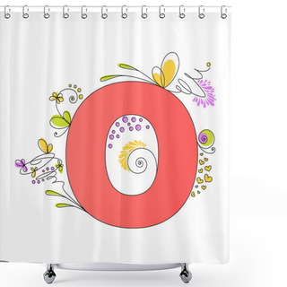 Personality  Colorful Floral Alphabet. Letter O Shower Curtains