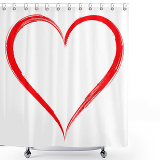 Personality  Vector Heart Shape Frame With Brush Painting Isolated On White Background Shower Curtains