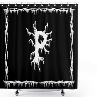 Personality  Metal Music Band Font.White Smudged And Tattered Letter On Black Background. Shower Curtains