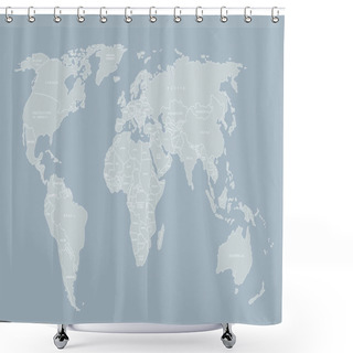 Personality  World Map Paper. Political Map Of The World On A Gray Background. Countries. Vector Illustration. White. Shower Curtains