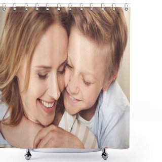 Personality  Happy Mother With Son  Shower Curtains