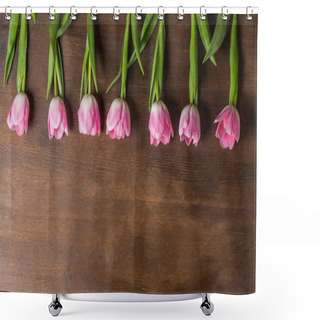 Personality  Pink Tulips On Table Shower Curtains