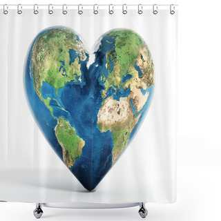 Personality  Heart Shaped Earth Shower Curtains