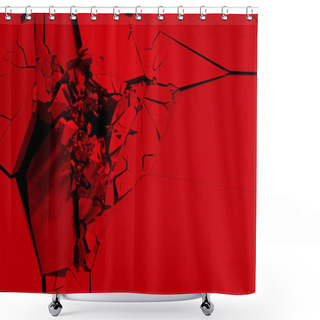 Personality  Red Chaotic Fragments Of Wall Shower Curtains