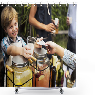 Personality  Boy Selling Lemonade Shower Curtains