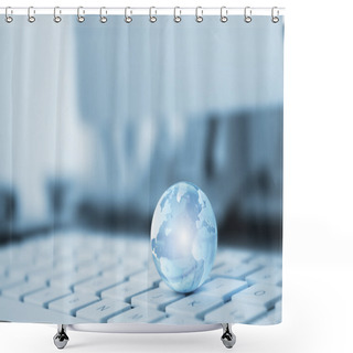 Personality  Transparent Globe On A Keyboard Shower Curtains