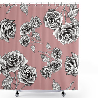 Personality  Rose Flowers Pattern Shower Curtains