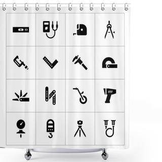 Personality  Set Icons Of Measuring Tools Shower Curtains