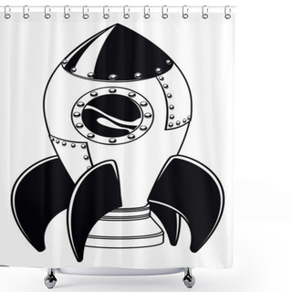 Personality  Rocket Space Ship Illustration Shower Curtains