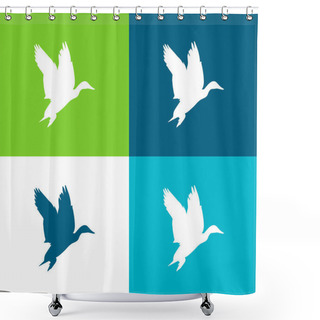 Personality  Bird Waterfowl Shape Flat Four Color Minimal Icon Set Shower Curtains