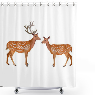 Personality  Pair Of Fallow Deer Shower Curtains