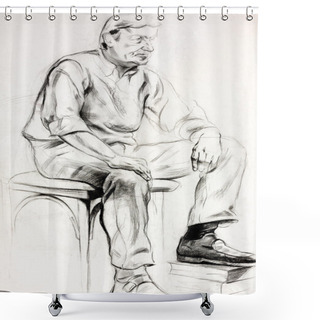 Personality  Sketch Of A Man Shower Curtains