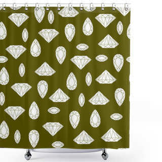 Personality  Monochrome Black And White Seamless Pattern With Gem Stones And  Shower Curtains