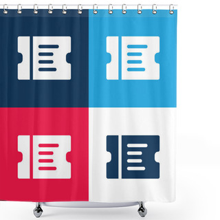 Personality  Boarding Pass Blue And Red Four Color Minimal Icon Set Shower Curtains
