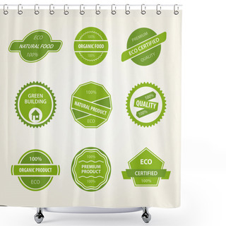 Personality  Set Of Organic Vector Labels Shower Curtains