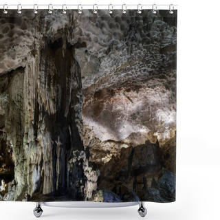 Personality  Cave Deep Dark Inside. Underground Of Stone Rock Mountain. Ha Long Vietnam Nature Background Shower Curtains