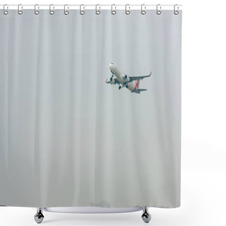 Personality  Low Angle View Of Commercial Plane In Cloudy Sky Shower Curtains