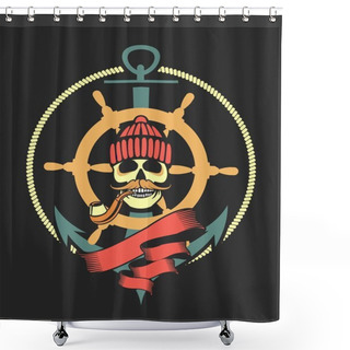 Personality  Marine Emblem Skull Shower Curtains