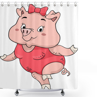 Personality  Pig Swimsuit Shower Curtains
