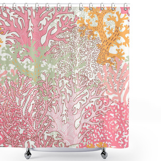 Personality  Bright Underwater Seamless Pattern With Beautiful Corals. Shower Curtains