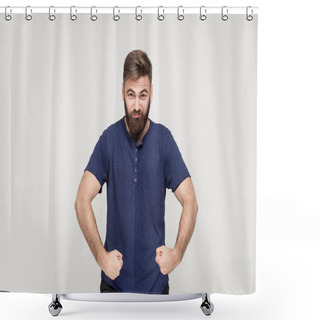 Personality  Masculinity Bearded Man Posing Shower Curtains