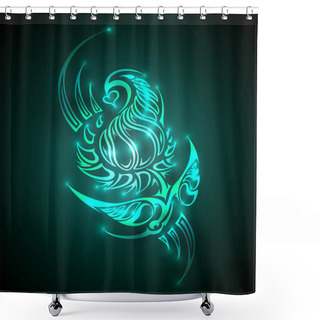 Personality  Neon Colored Ornament On Dark Background.Vector Illustration Shower Curtains