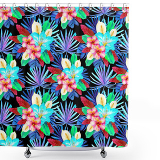 Personality  Seamless Background With Realistic Watercolor Flowers. Shower Curtains