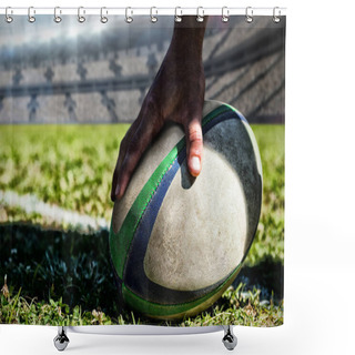 Personality  Rugby Player Against Rugby Stadium Shower Curtains