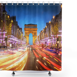 Personality  Arc De Triomphe Paris City At Sunset - Arch Of Triumph And Champs Elysees Shower Curtains