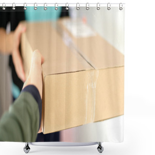 Personality  Woman Receiving Parcel Shower Curtains