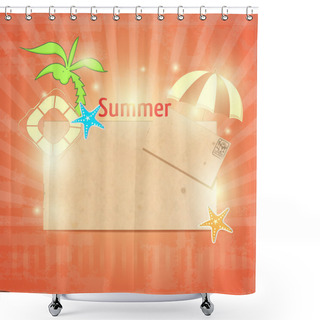 Personality  Vintage Summer Postcard Vector Illustration   Shower Curtains